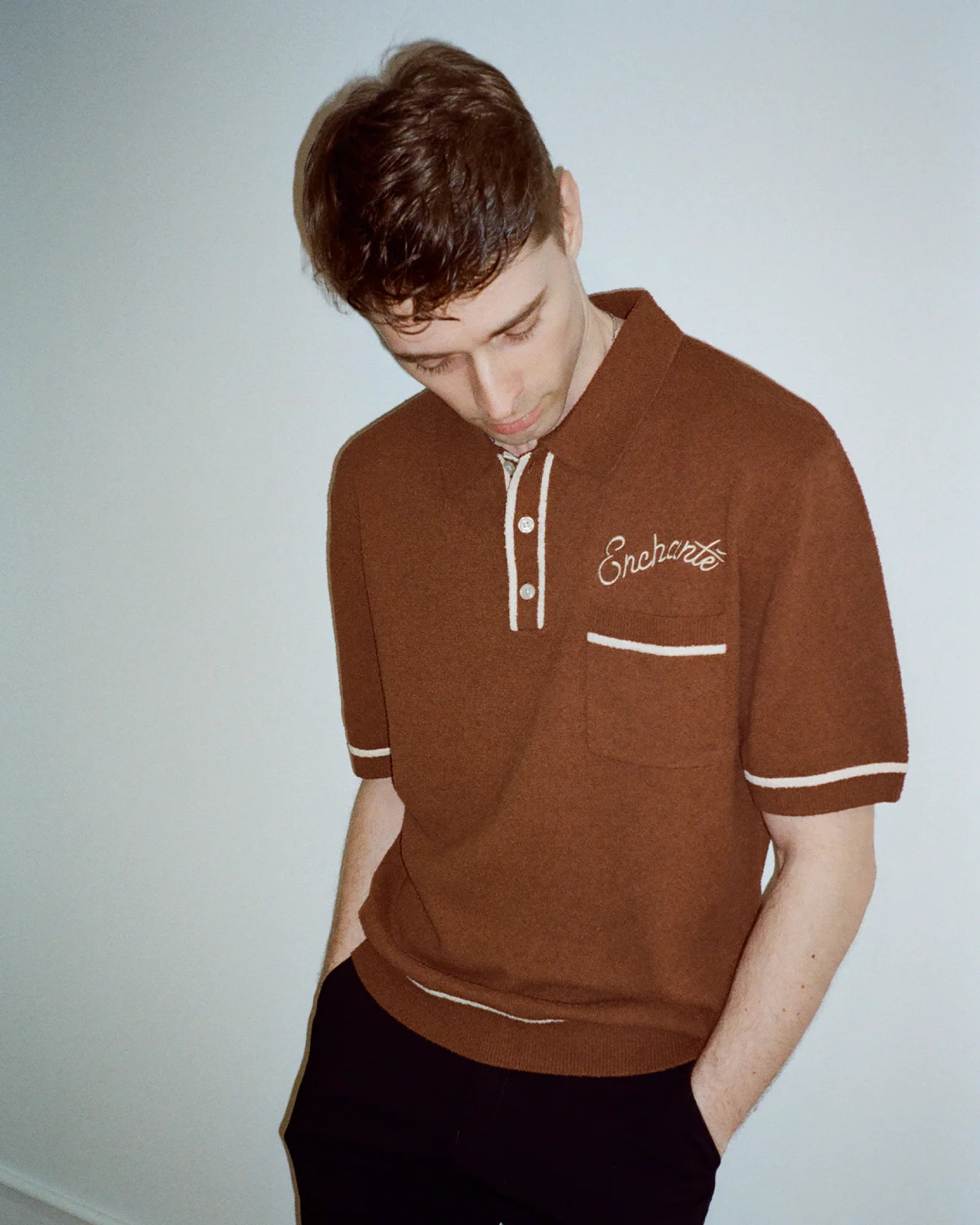 Boucle Knit Polo | Brown - Image 2
