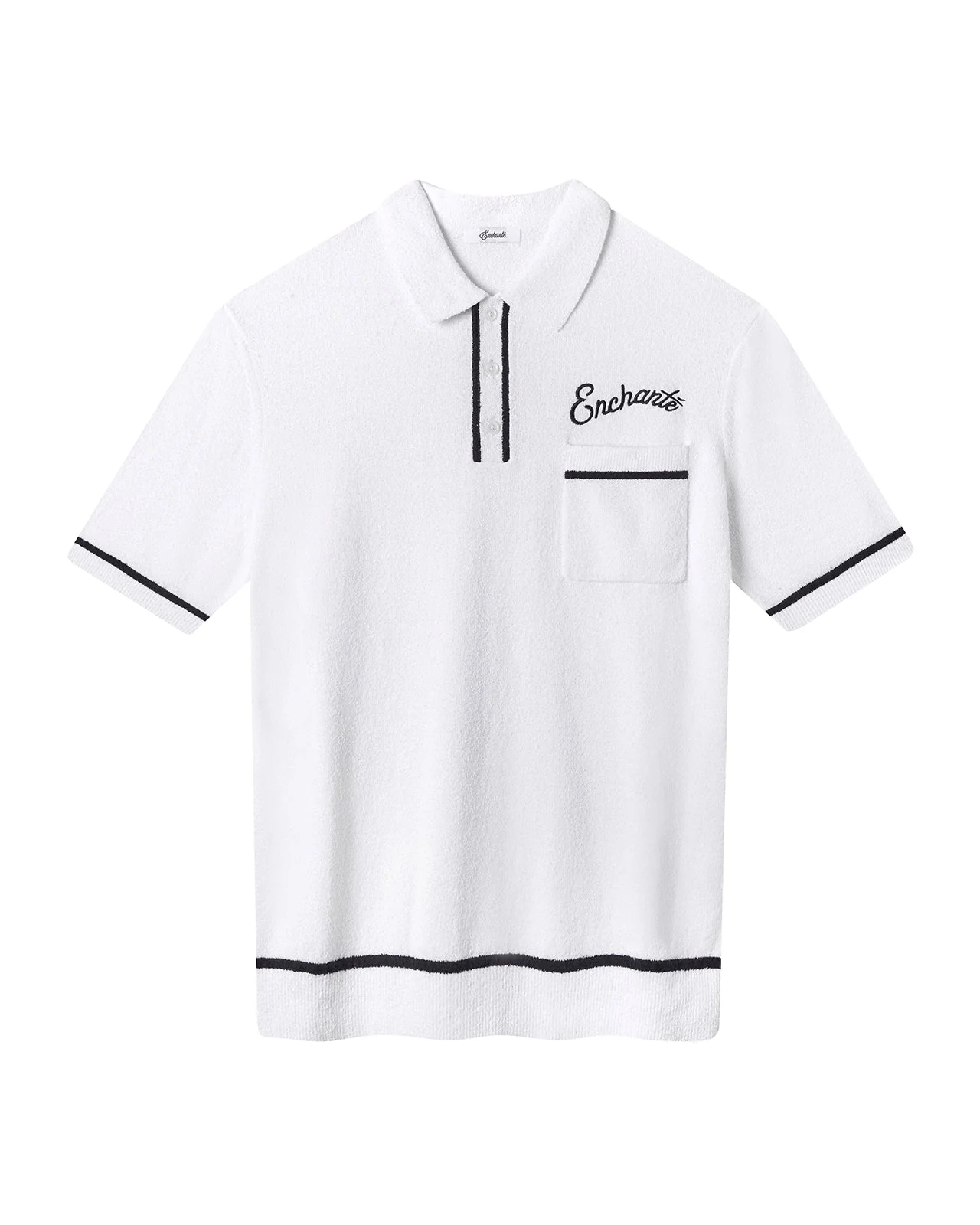 Boucle Knit Polo | White
