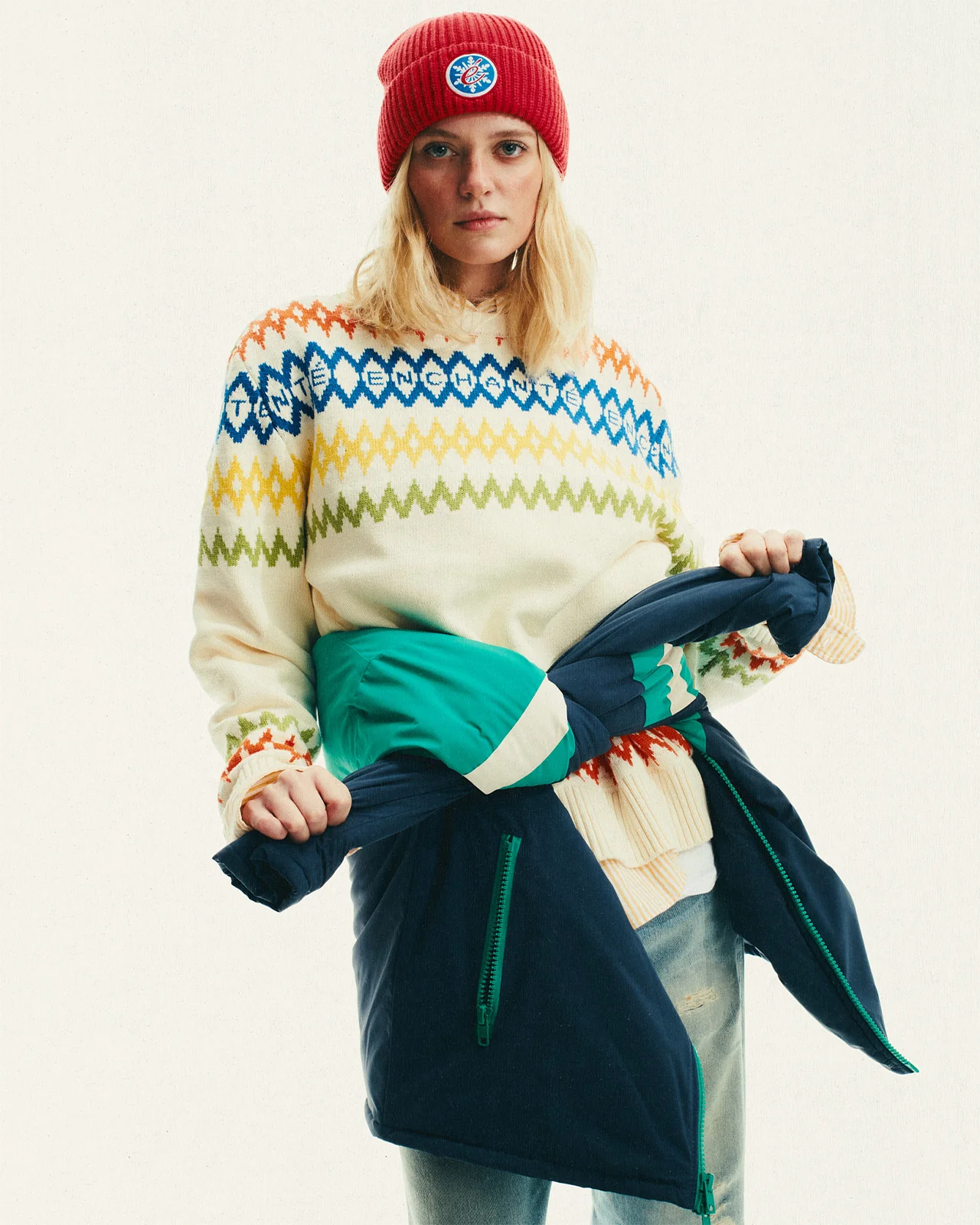 Fair Isle Stripe Sweater | Creme - Image 2