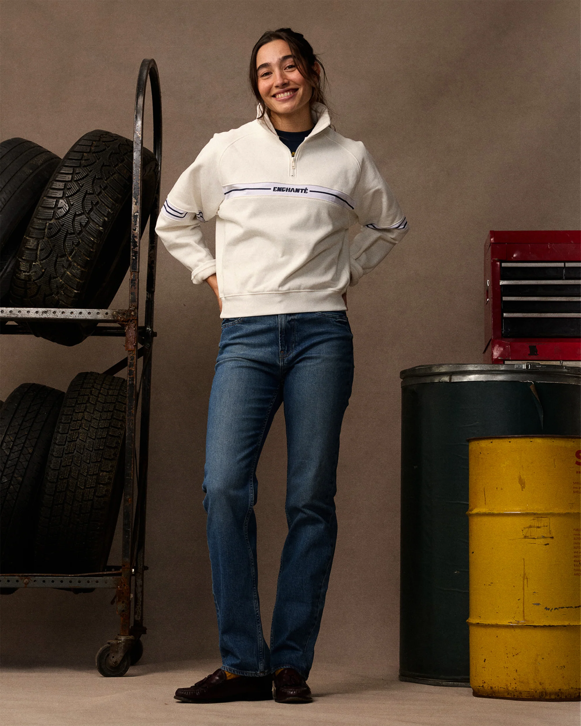 Women's 1/4 Zip Sweatshirt | White - Image 7